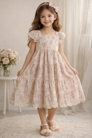 Vestido cambraia rosa